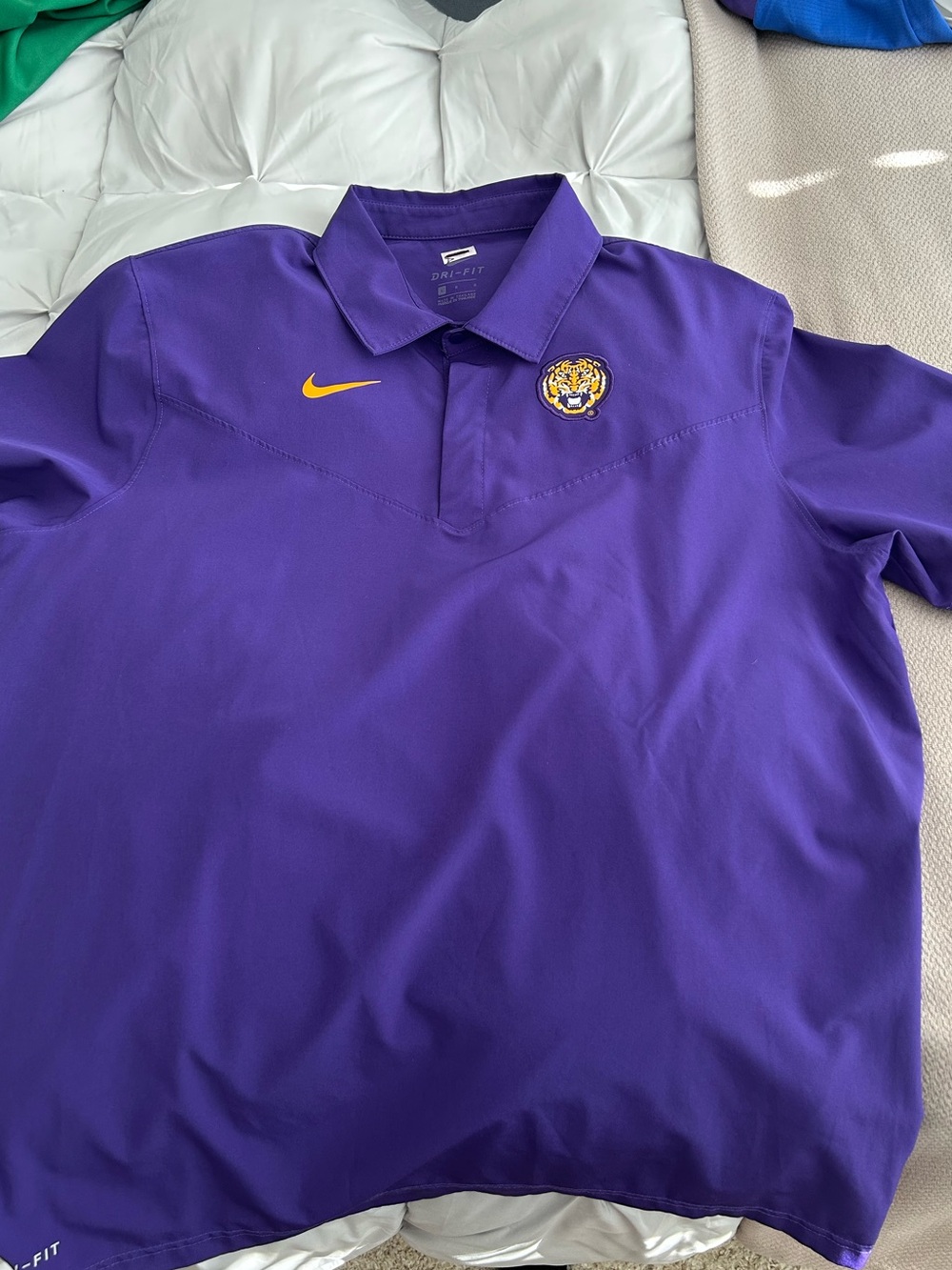 LSU Nike Purple Polo with Gold Swoosh and Tiger Patch